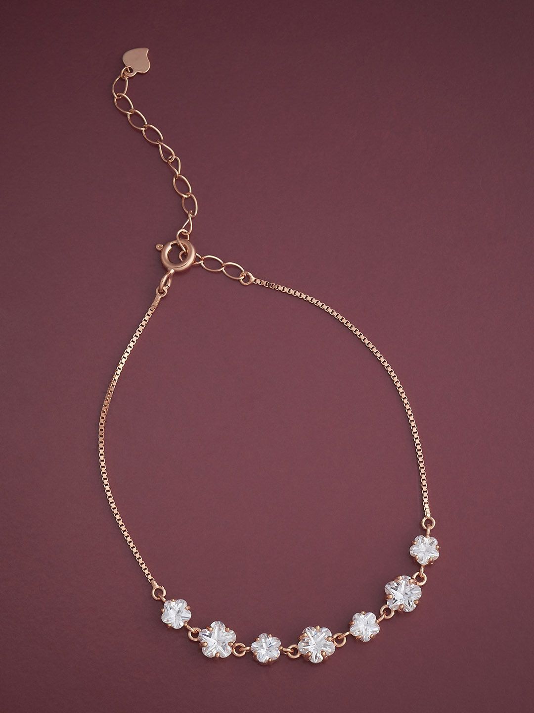 

Kushal's Fashion Jewellery 92.5 Sterling Silver Rose Gold-Plated Cubic Zirconia Bracelet