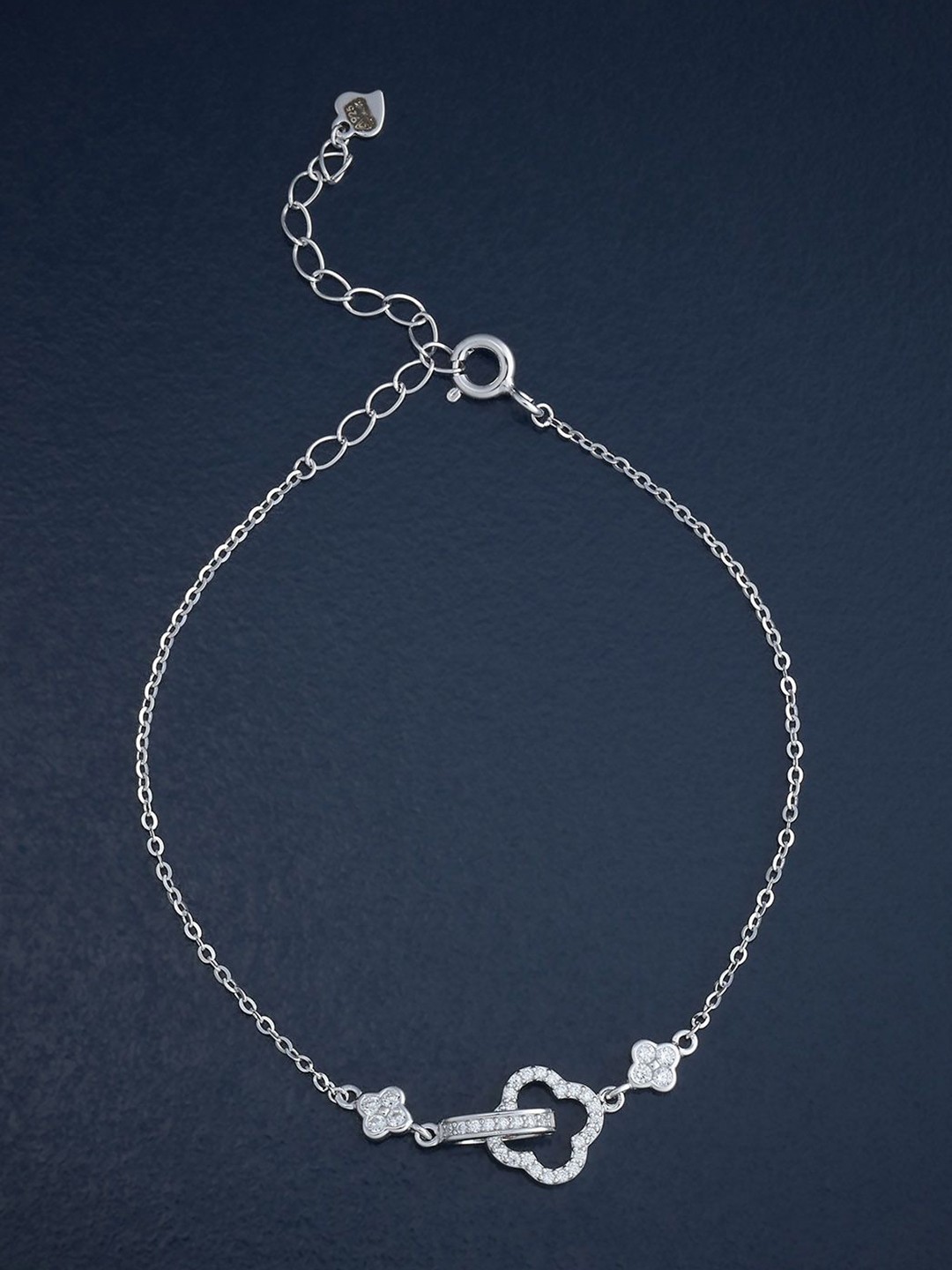 

Kushal's Fashion Jewellery 92.5 Sterling Silver Rhodium-Plated CZ Link Bracelet