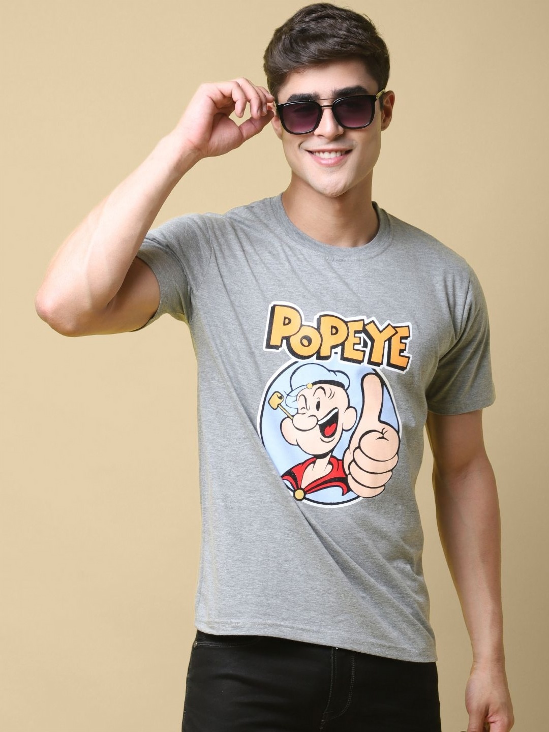 

SZN Men Brand Logo Printed Raw Edge T-shirt, Grey