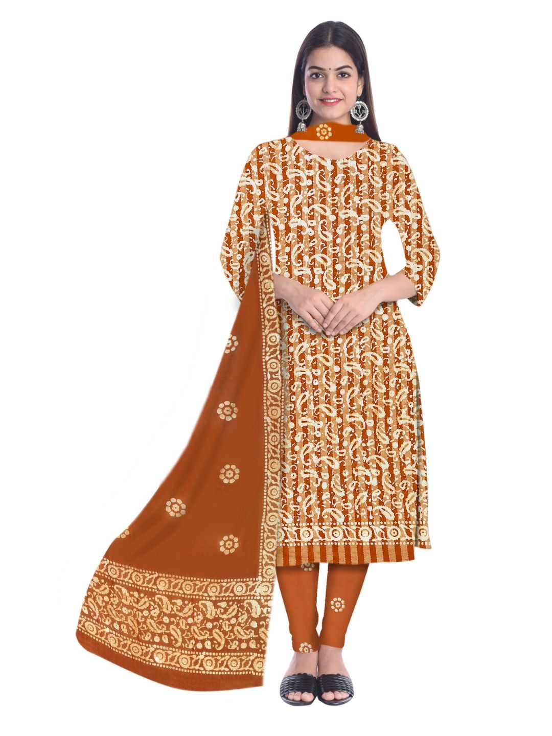 

Farooq Dyeing Paisley Printed Pure Cotton Unstitched Dress Material, Mustard