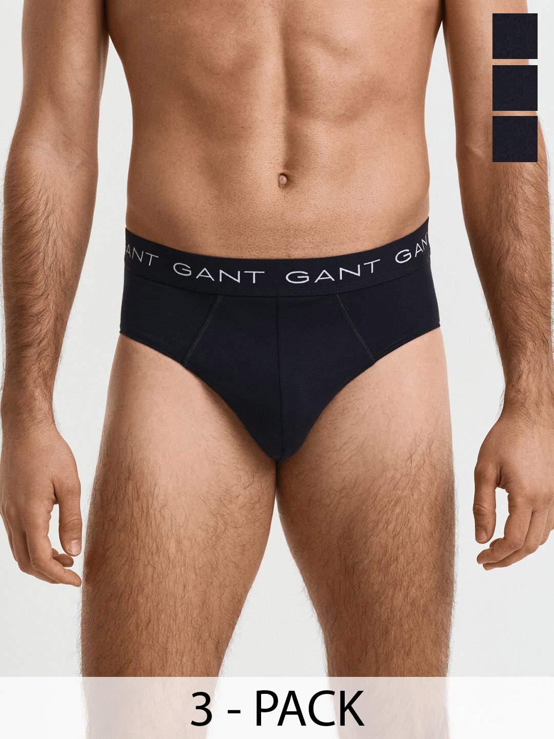 

GANT Men Pack Of 3 Mid-Rise Basic Briefs, Black