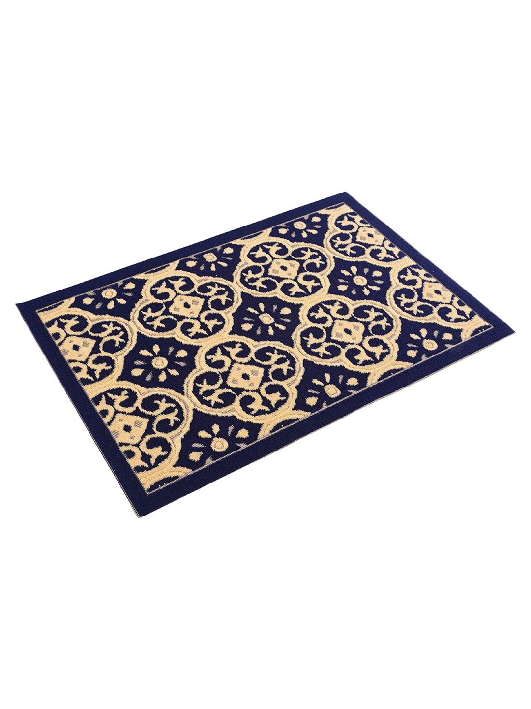 

Kuber Industries Blue & Beige Jacquard Design Rectangular Anti-Skid Doormat