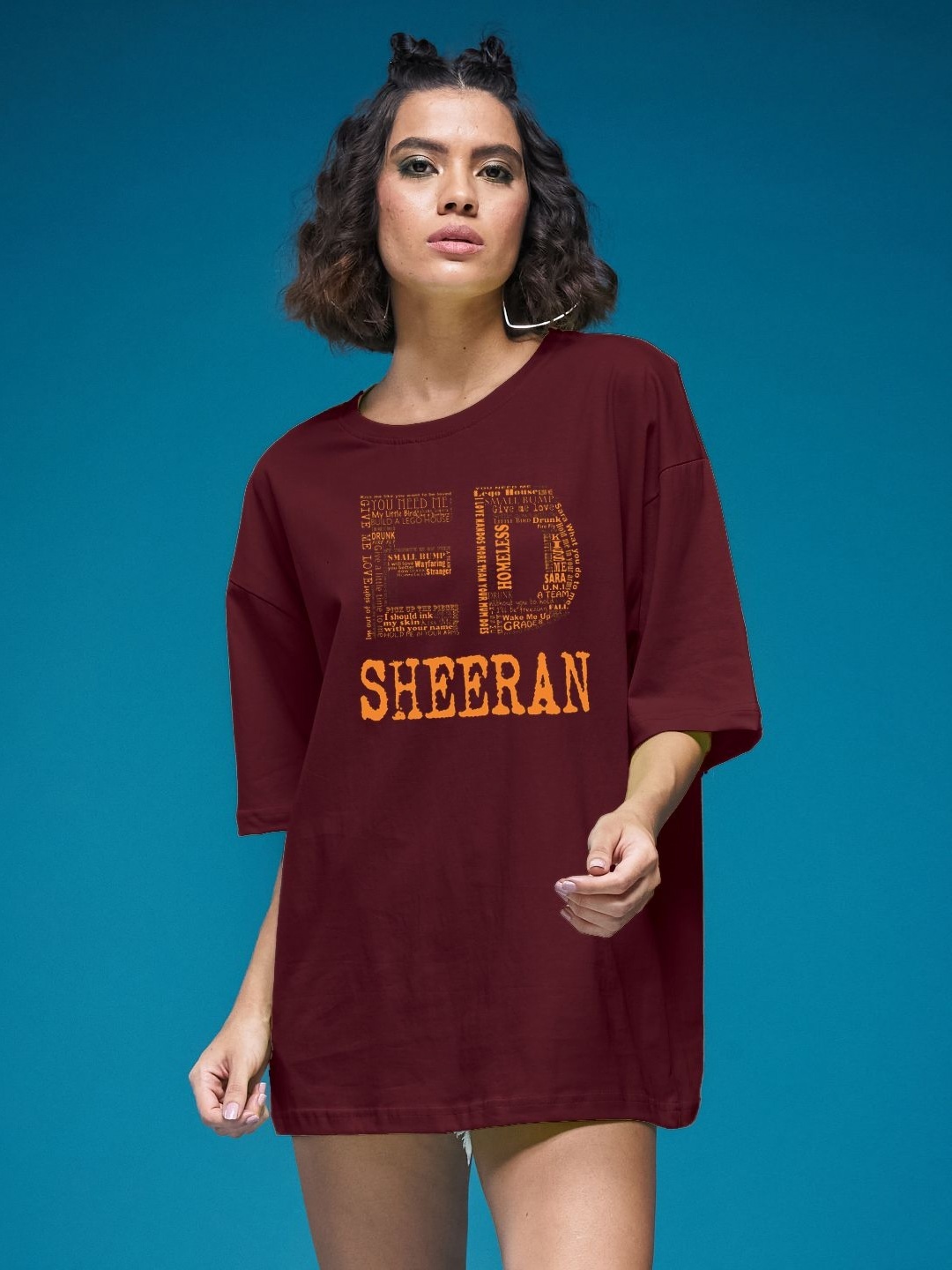 

SMARTEES Women Ed Sheeran Fan Tshirt, Maroon