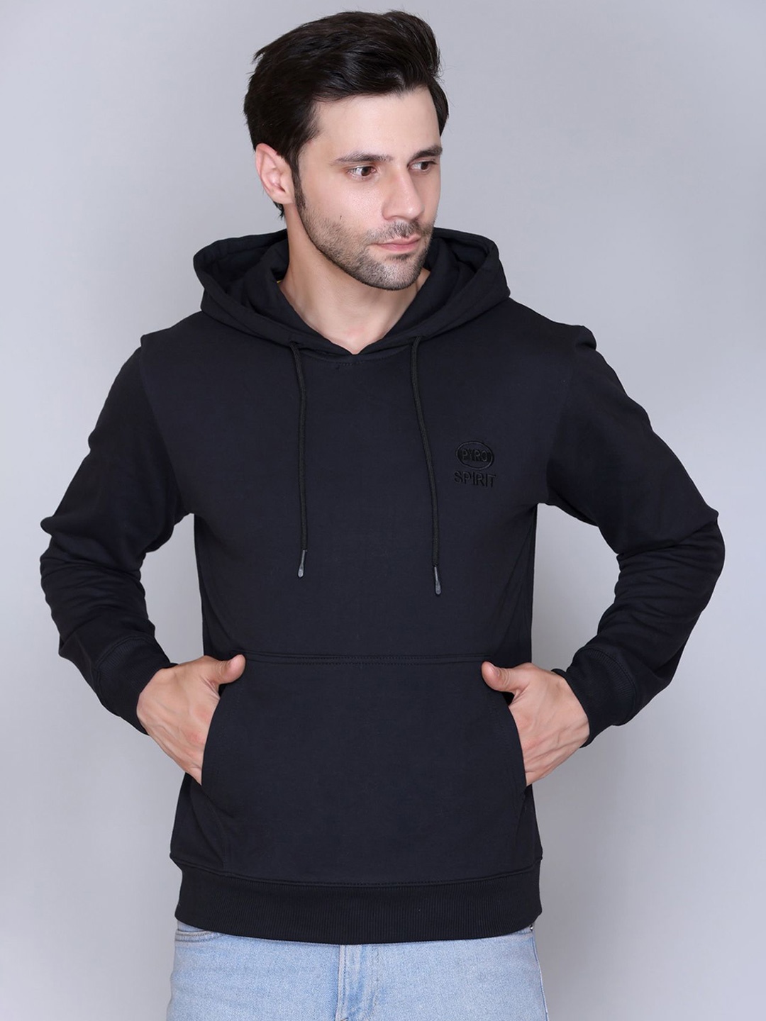 

PYRO SPIRIT Men Hooded Pullover Sweatshirt, Black
