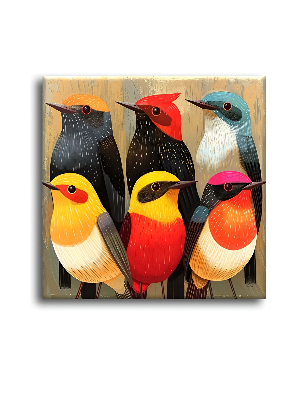 

OLIVE TREE Red & Yellow Canvas Birds and Animals Wall Paintings