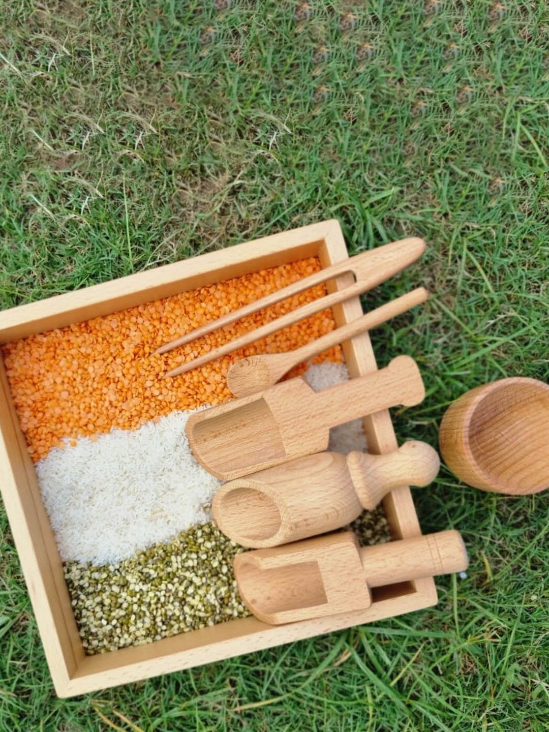 

Nesta Toys Wooden Montessori 6 Pcs Sensory Bin Tool Toy, Brown