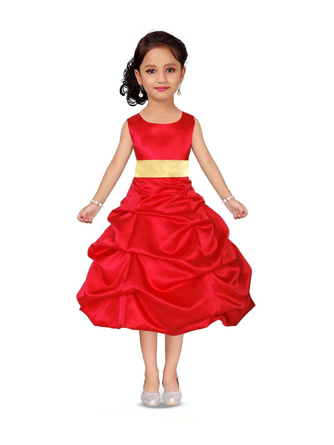 

Wow Princess Girls Round Neck Fit & Flare Dress, Red