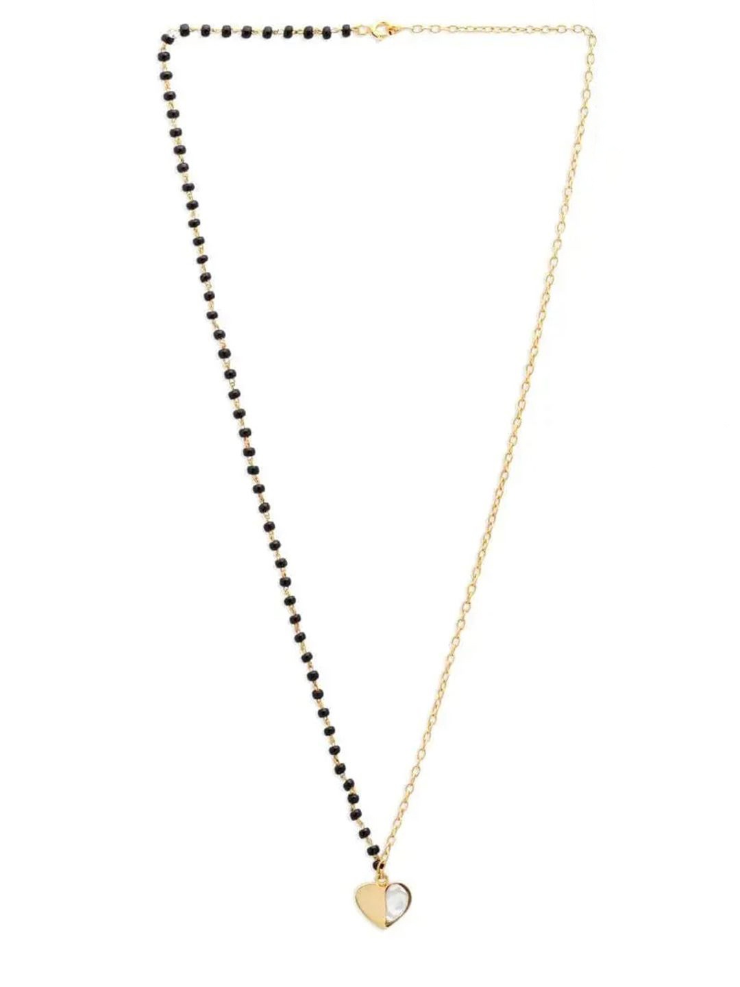 

Unniyarcha 92.5 Sterling Silver Gold-Plated Kundan Studded Heart Mangalsutra