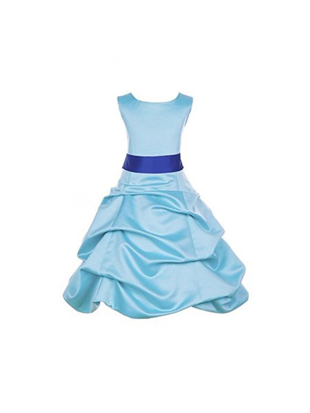

Wow Princess Solid Sleeveless Satin A-Line Dress, Turquoise blue