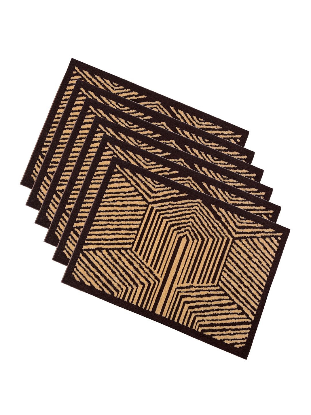 

Kuber Industries Brown & Beige 6 Pieces Chevron Rectangular Anti-Skid Doormats