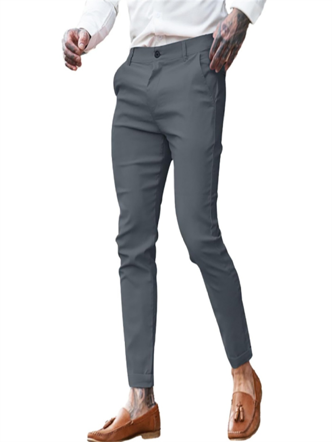 

StyleCast x Revolte Men Slim Fit Easy Wash Mid-Rise Flat-Front Trouser, Grey