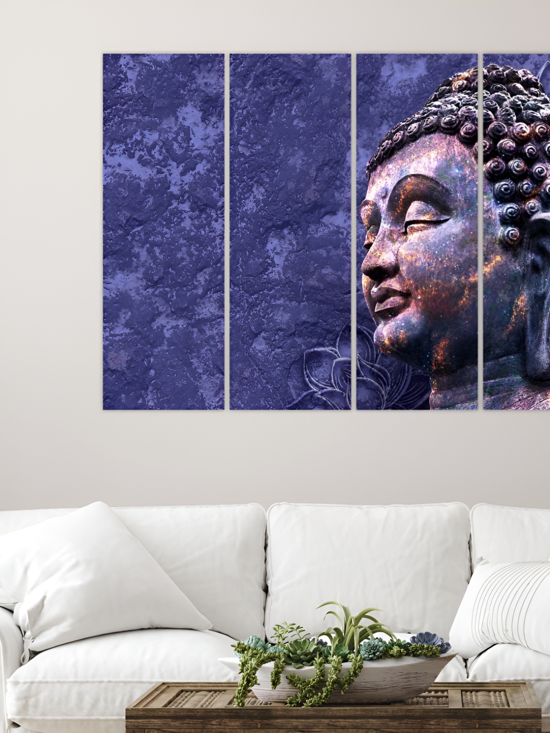 

Inephos Blue & Brown 4 Piece Canvas Religious Wall Paintings