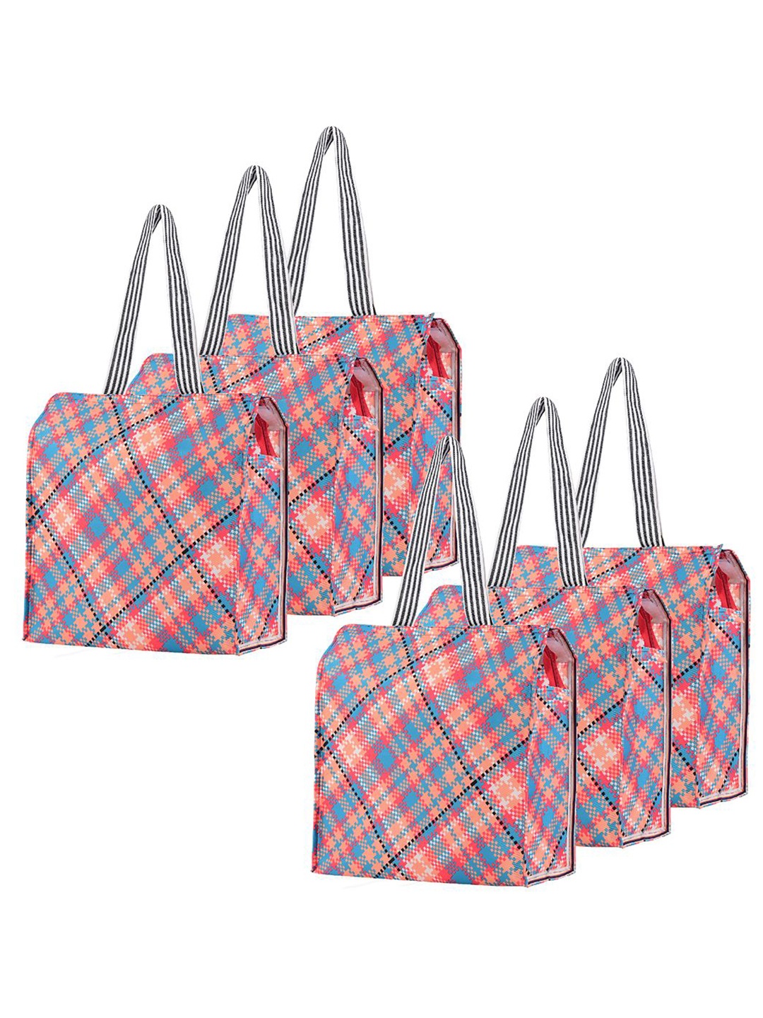 

Kuber Industries Set of 4 Checked Lunch bags Travel Accessory, Orange