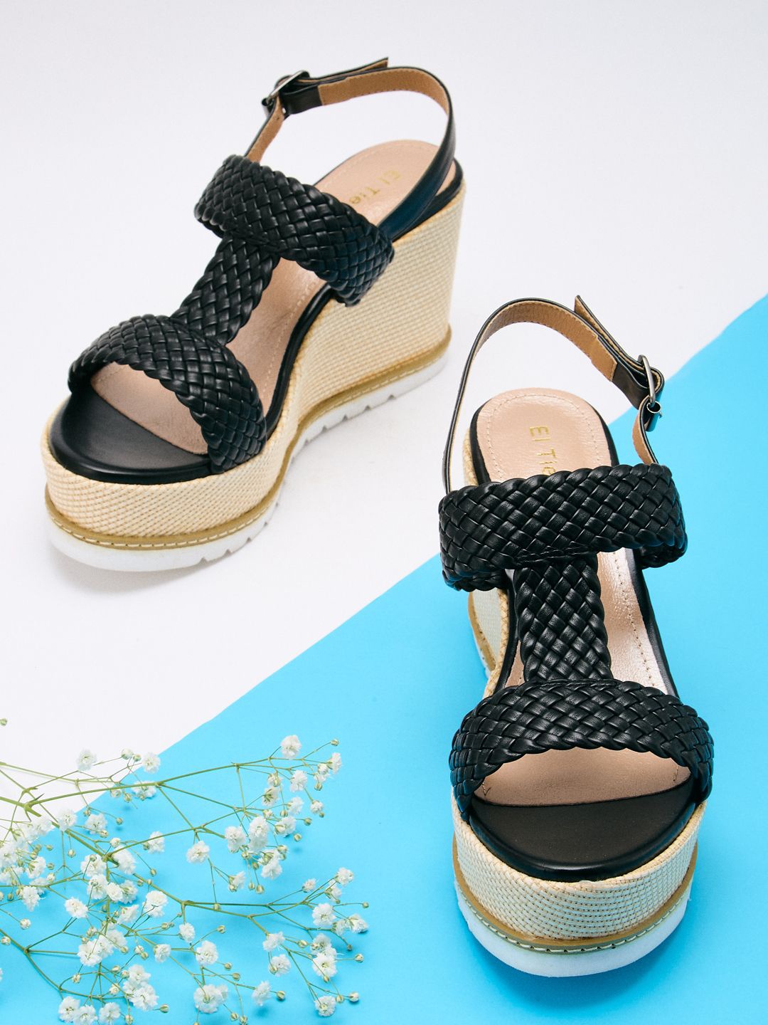 

Sole To Soul Wedge Sandals with Laser Cuts, Black