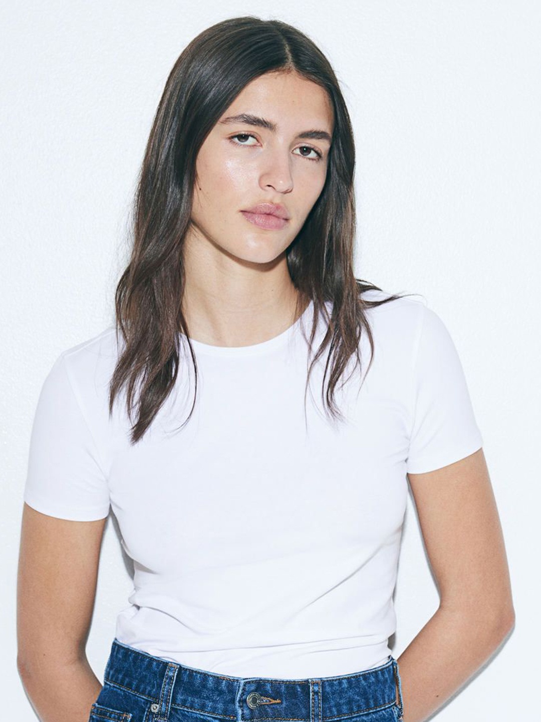 

H&M Fitted T-Shirt, White