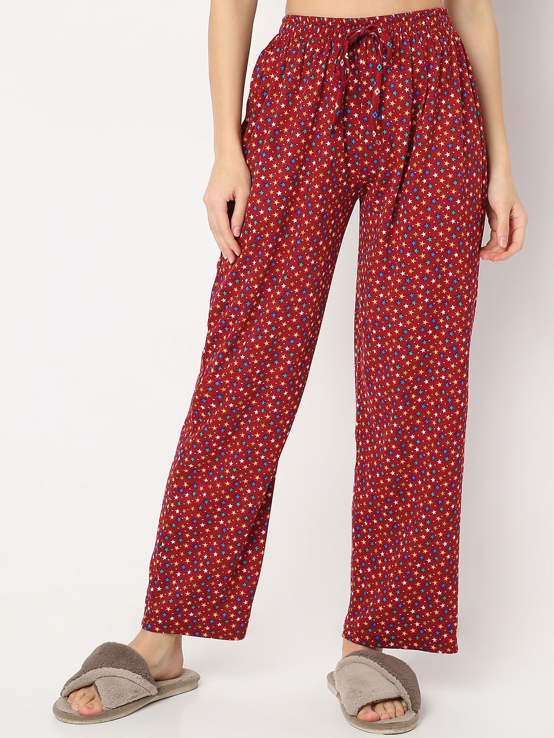 

Smarty Pants Women Cotton Printed Lounge Pants, Maroon