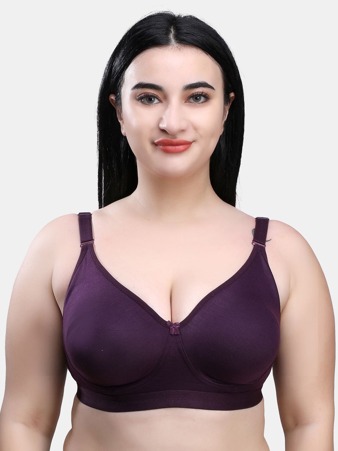 

SKDREAMS women Solid Everyday Cotton Bra Full Coverage Back Closure, Purple