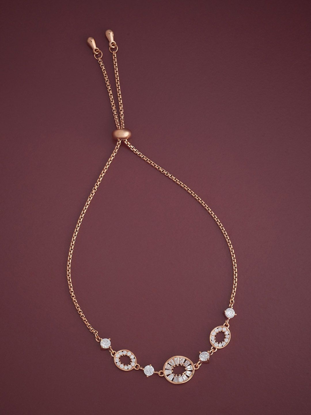 

Kushal's Fashion Jewellery Women 92.5 Sterling Silver Rose Gold-Plated CZ Link Bracelet