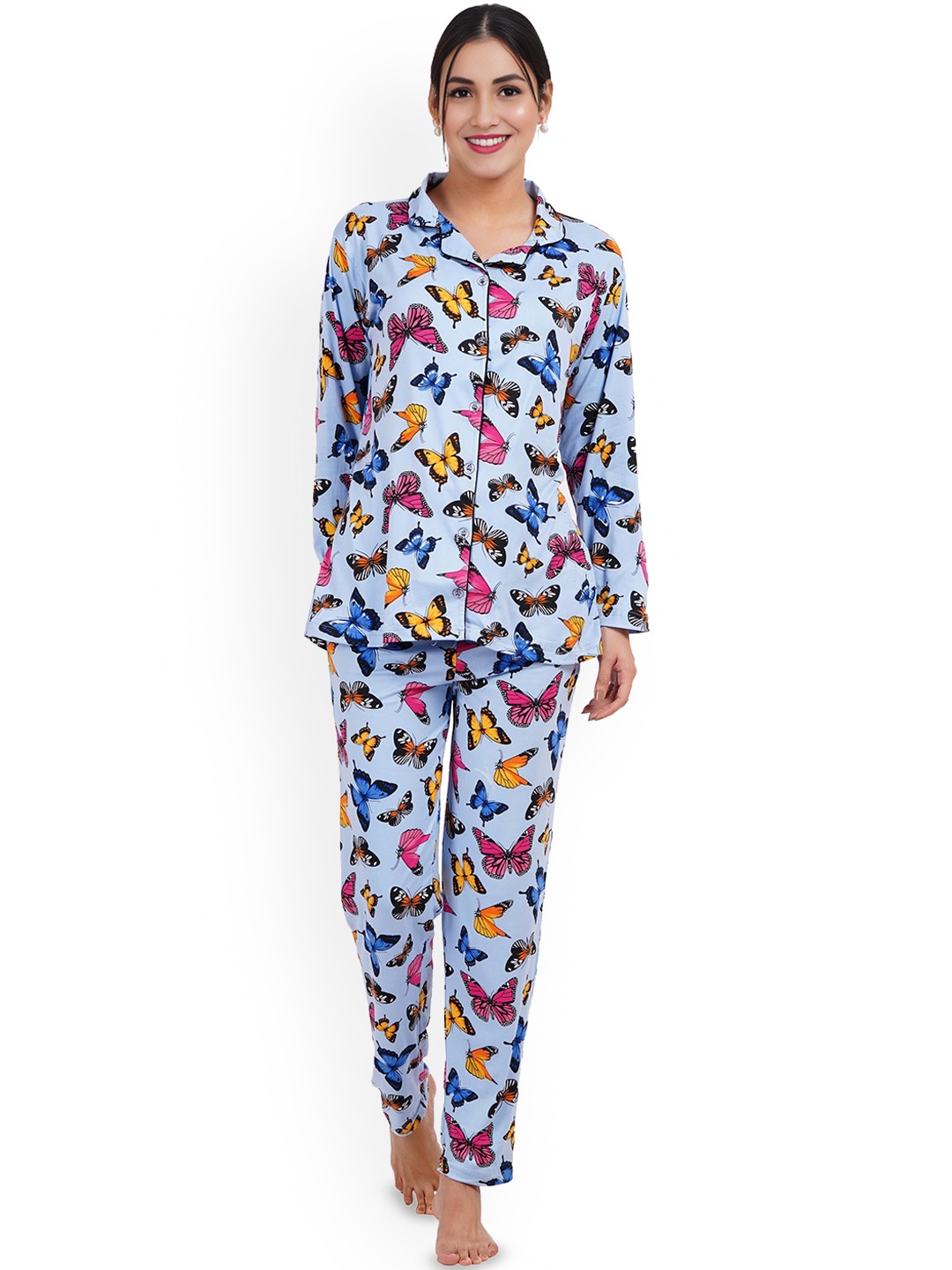 

Liigne Women Printed Night suit, Blue