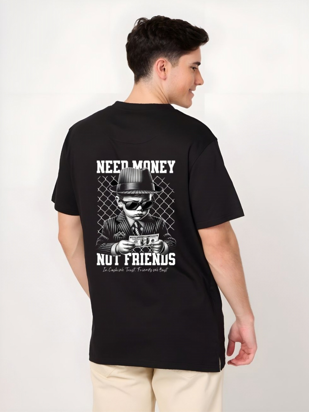 

Moda Rapido Men Graphic Printed Round Neck Cotton Oversized T-shirt, Black