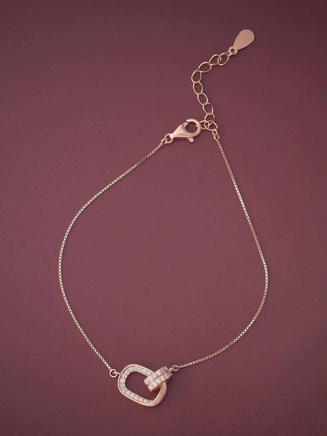 

Kushal's Fashion Jewellery Women 92.5 Sterling Silver Rose Gold-Plated CZ Link Bracelet