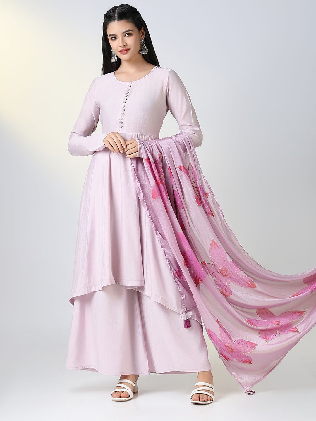 

SHOWOFF Women A-Line Kurta & Palazzo With Dupatta, Lavender