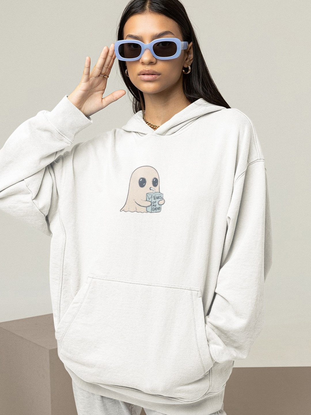 

TheBTclub Women Tears Of Enemy Hooded Sweatshirt XXS, White