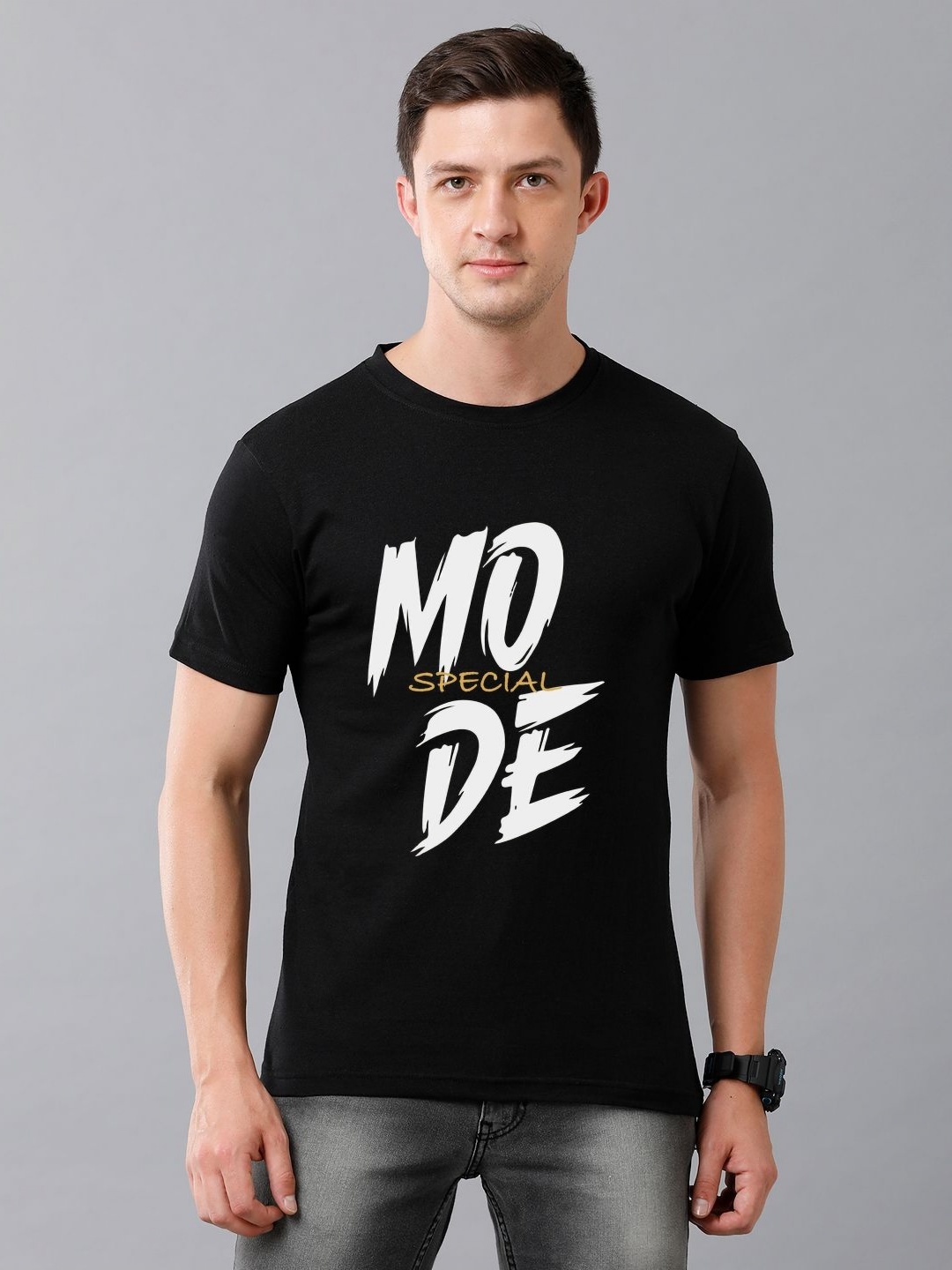 

Moda Rapido Men Typography Printed Round Neck Cotton T-shirt, Black