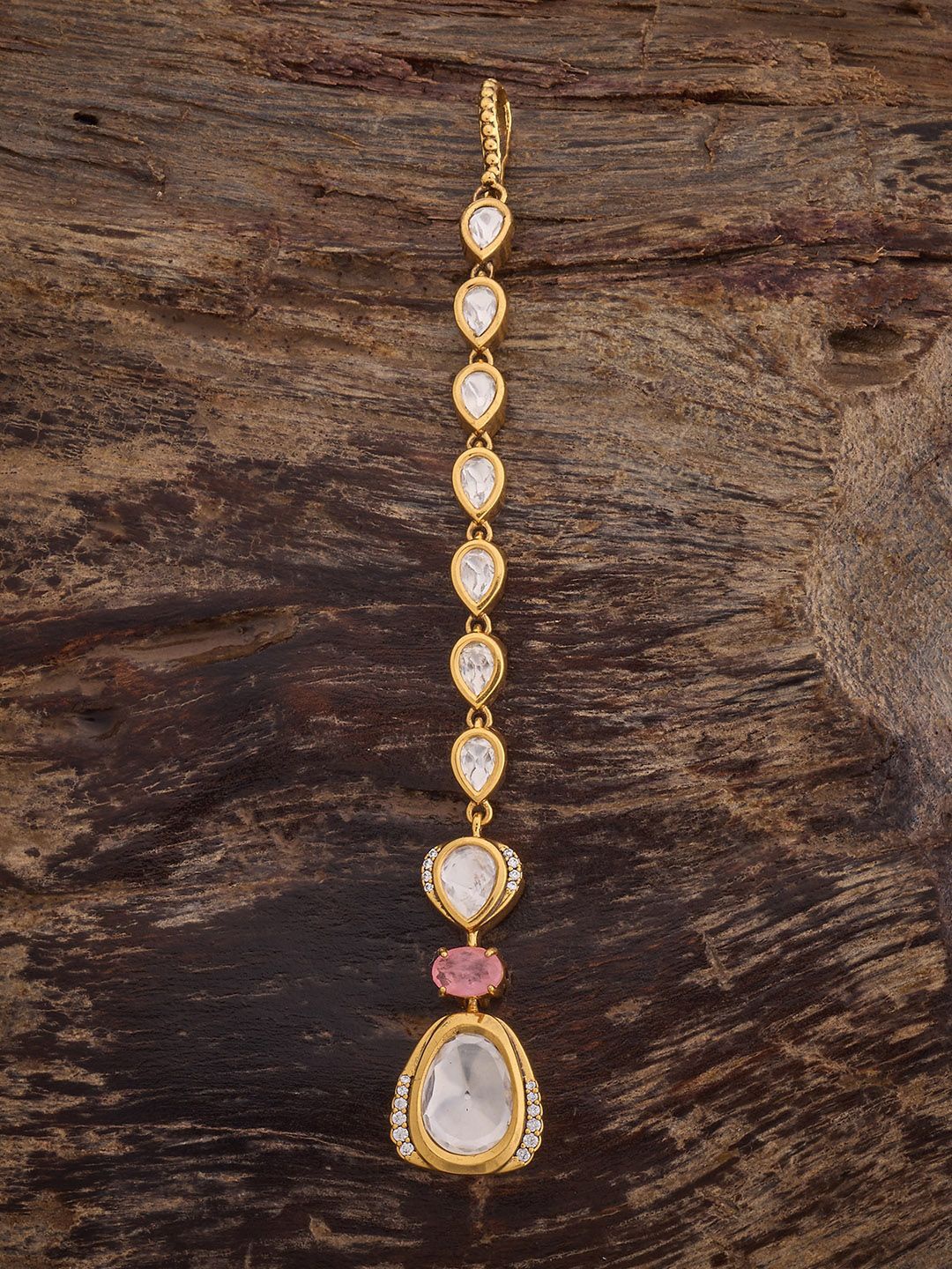 

Kushal's Fashion Jewellery Mint Victorian-Plated Kundan Studded Maang Tikka, Gold