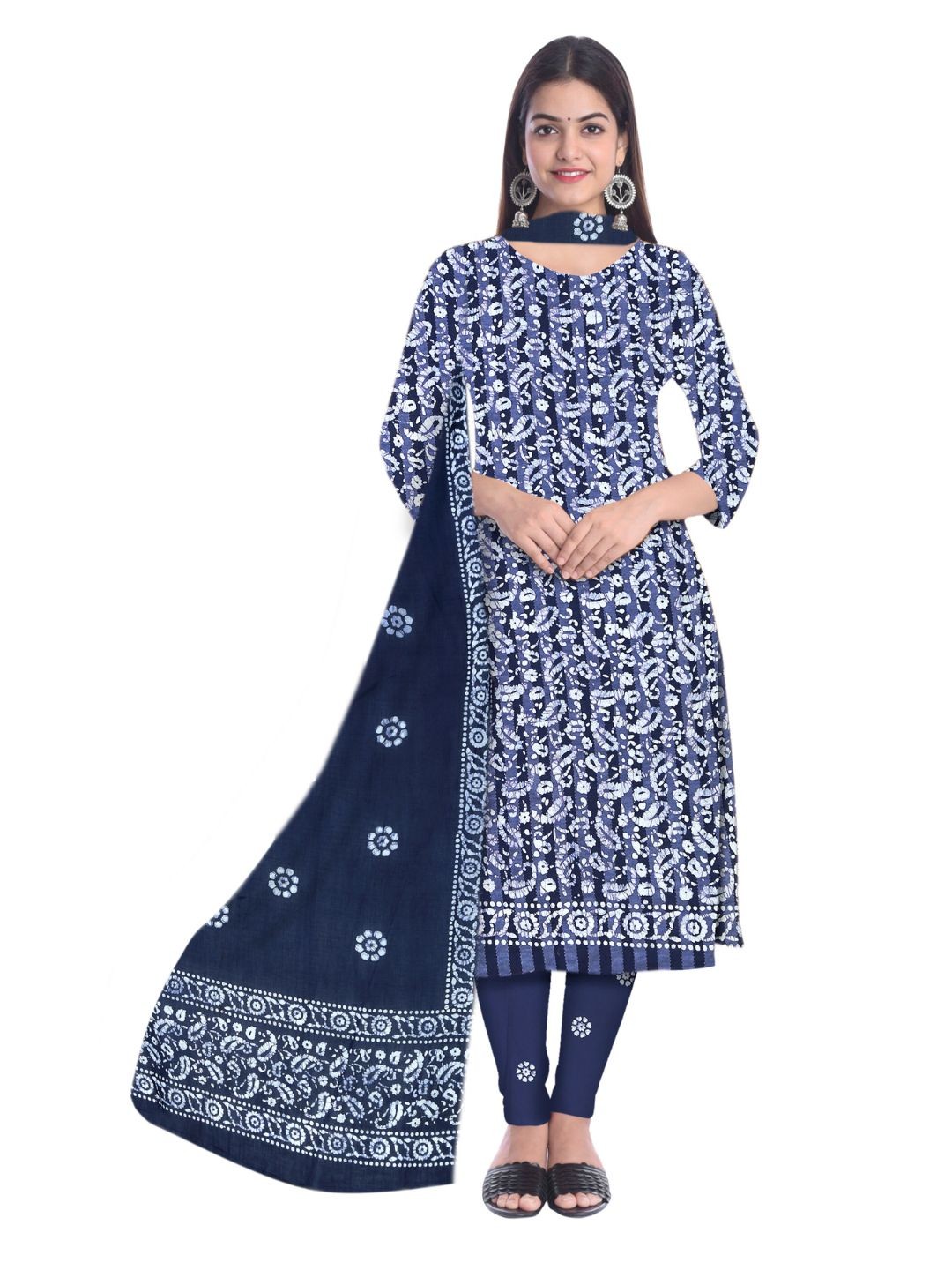 

Farooq Dyeing Abstract Printed Pure Cotton Unstitched Dress Material, Navy blue