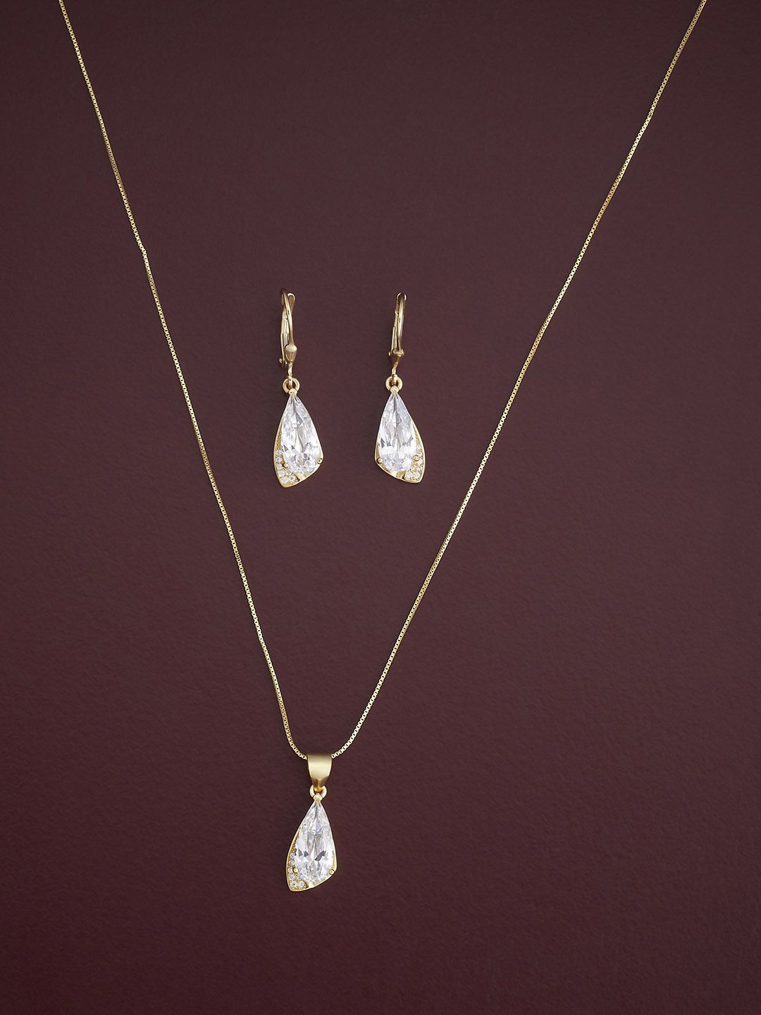 

Kushal's Fashion Jewellery Sterling Silver Gold-Plated Zircon Studded Jewellery Set