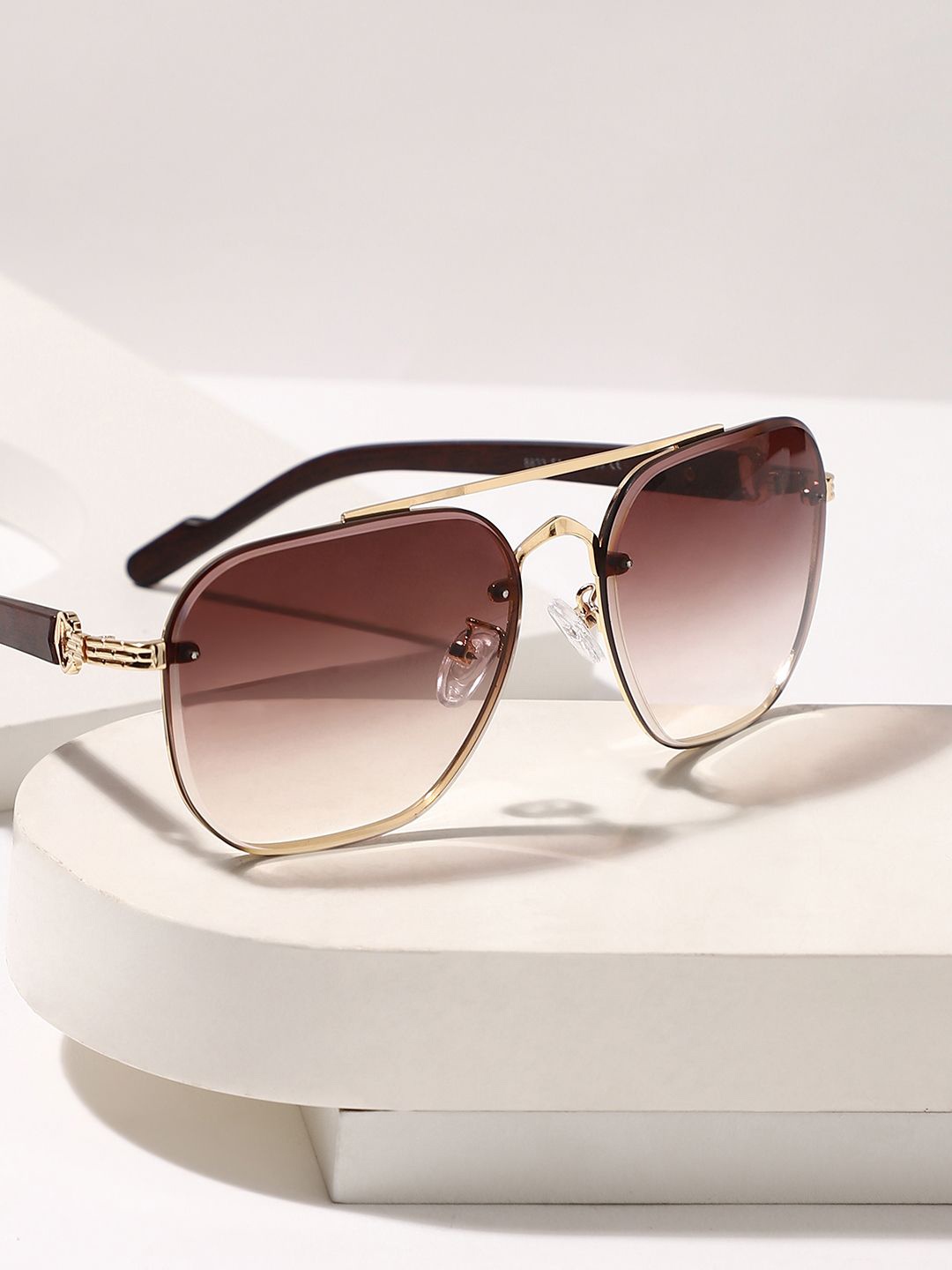 

French Accent Men Aviator Sunglasses with Polarised Lens SW25_FASG1140, Brown