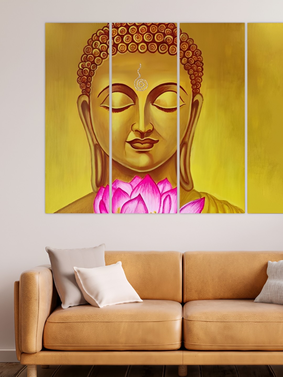 

Inephos Gold-Toned & Pink 4 Piece Canvas Religious Wall Paintings