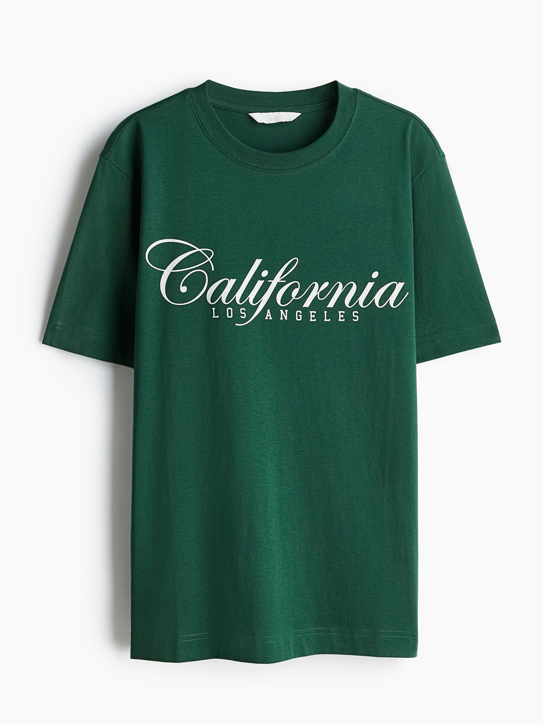 

H&M Printed Cotton T-Shirt, Green