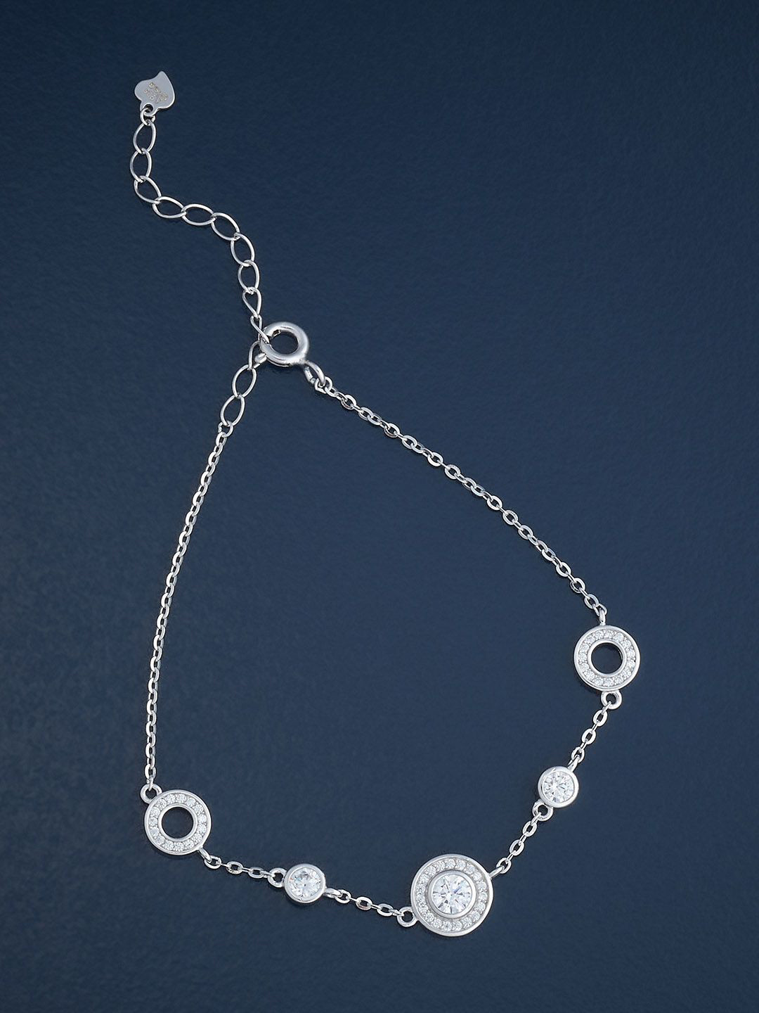 

Kushal's Fashion Jewellery Women 92.5 Sterling Silver Rhodium-Plated CZ Link Bracelet