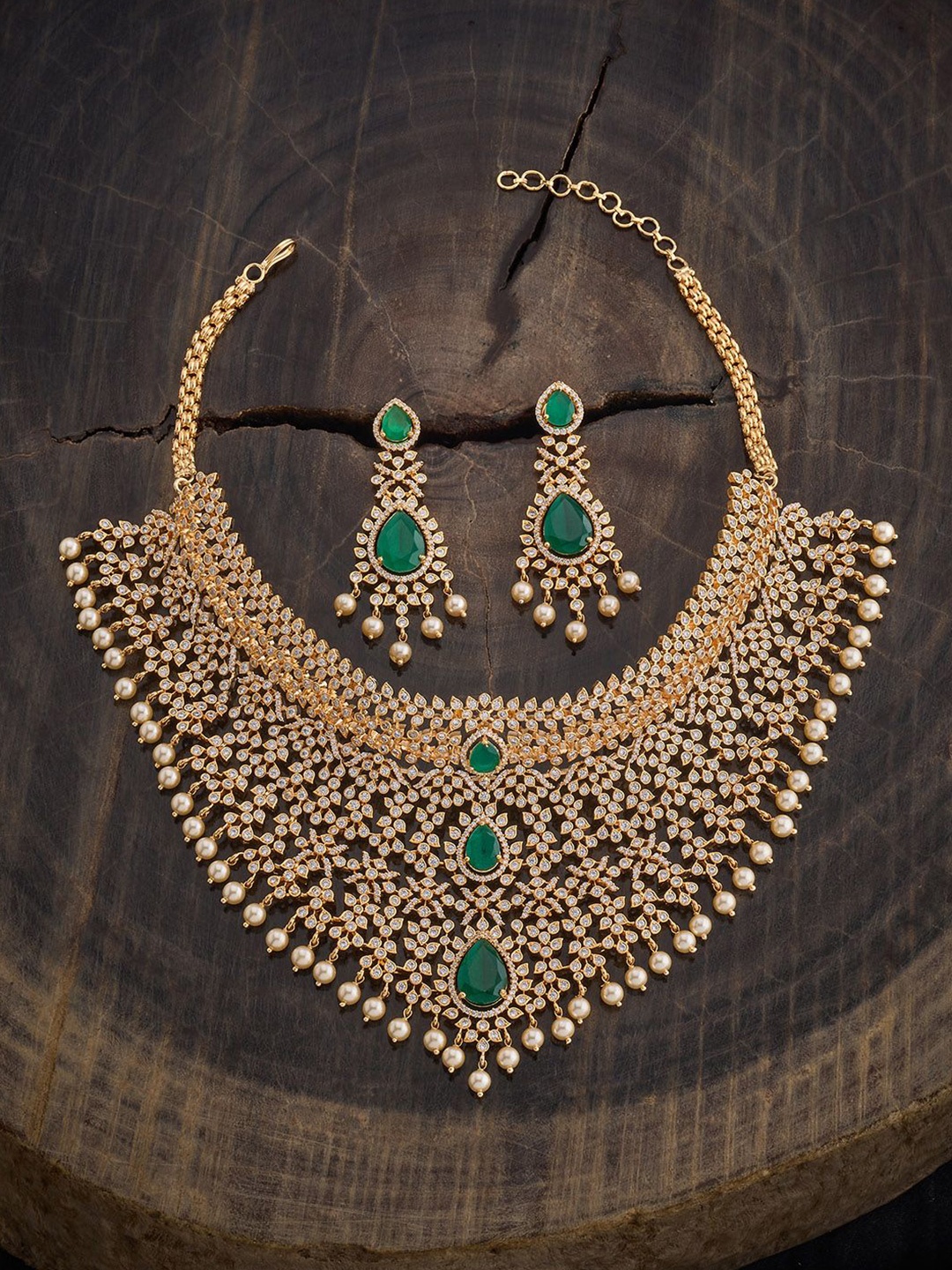 

Kushal's Fashion Jewellery Gold-Plated Cubic Zirconia-Studded Jewellery Set