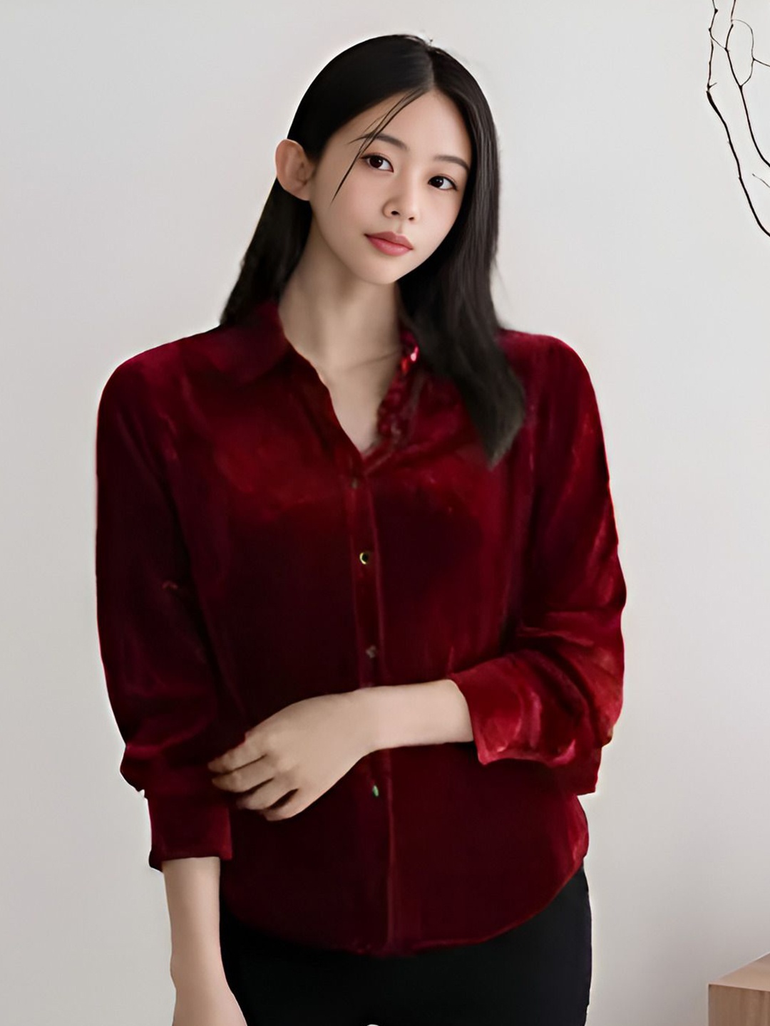 

Shiv traders collection Women Comfort Casual Shirt, Maroon