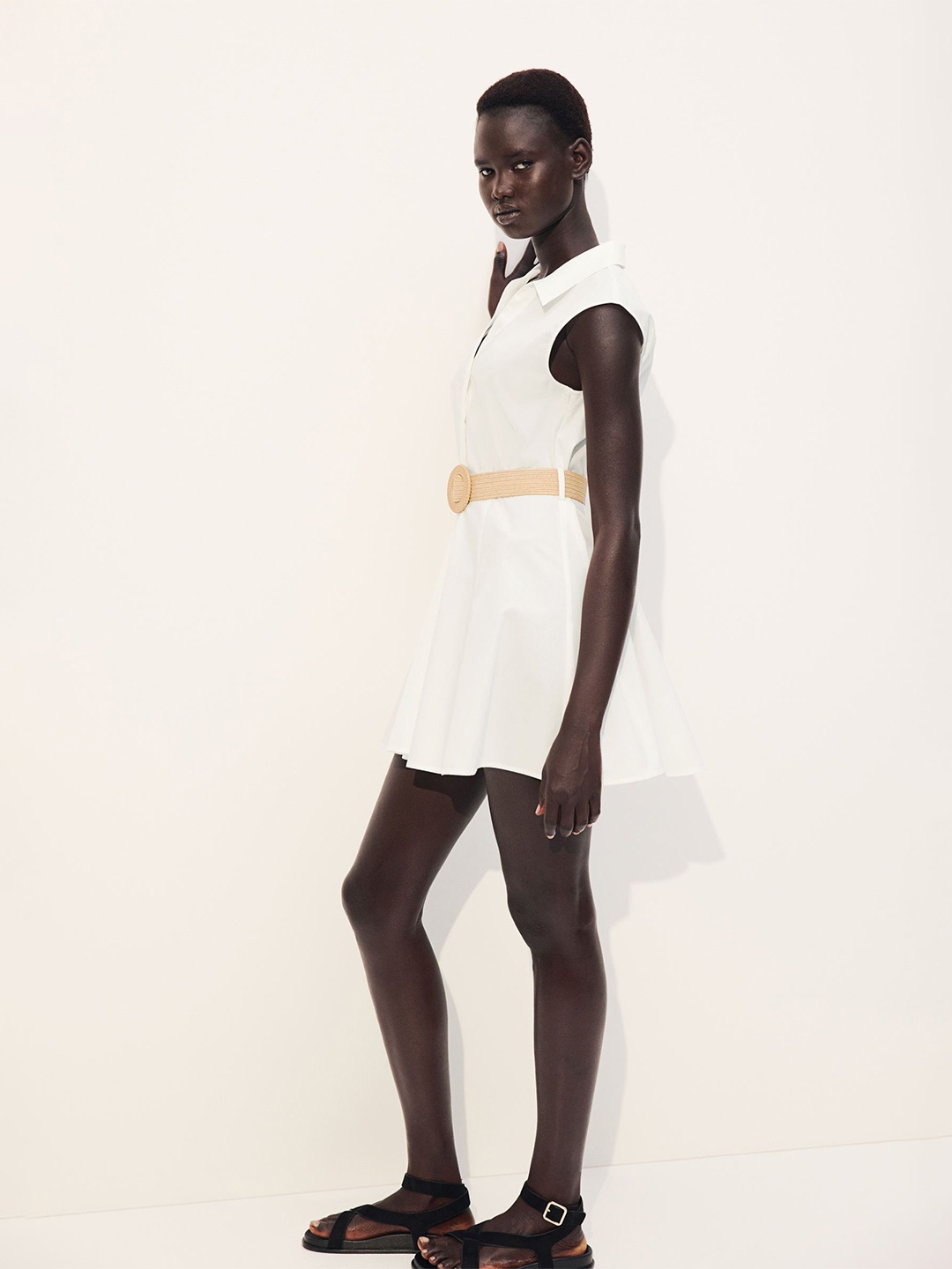 

H&M Belted Shirt Dress, White