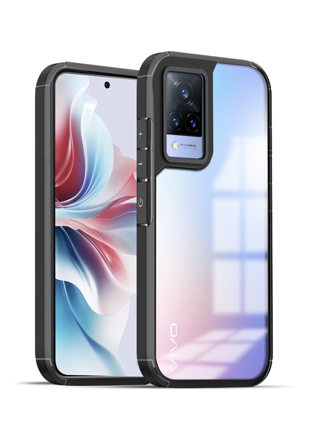 

Karwan Solid Vivo V21E 5G Shockproof Bumper Back Case, Black