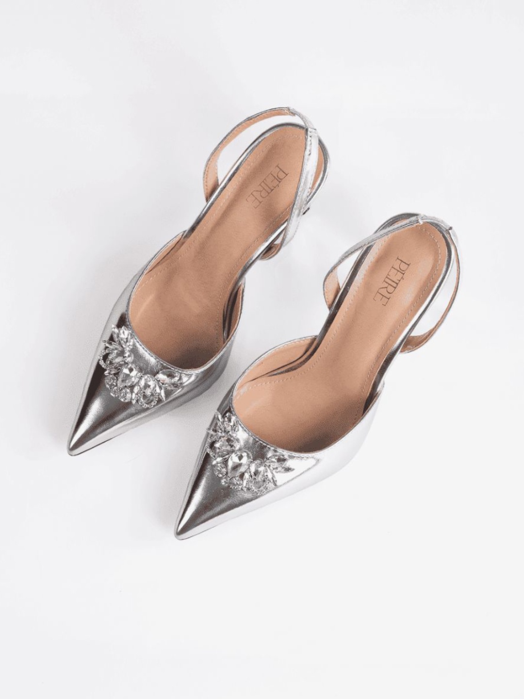 

Peire Women Embellished Stiletto Heel Mules, Silver