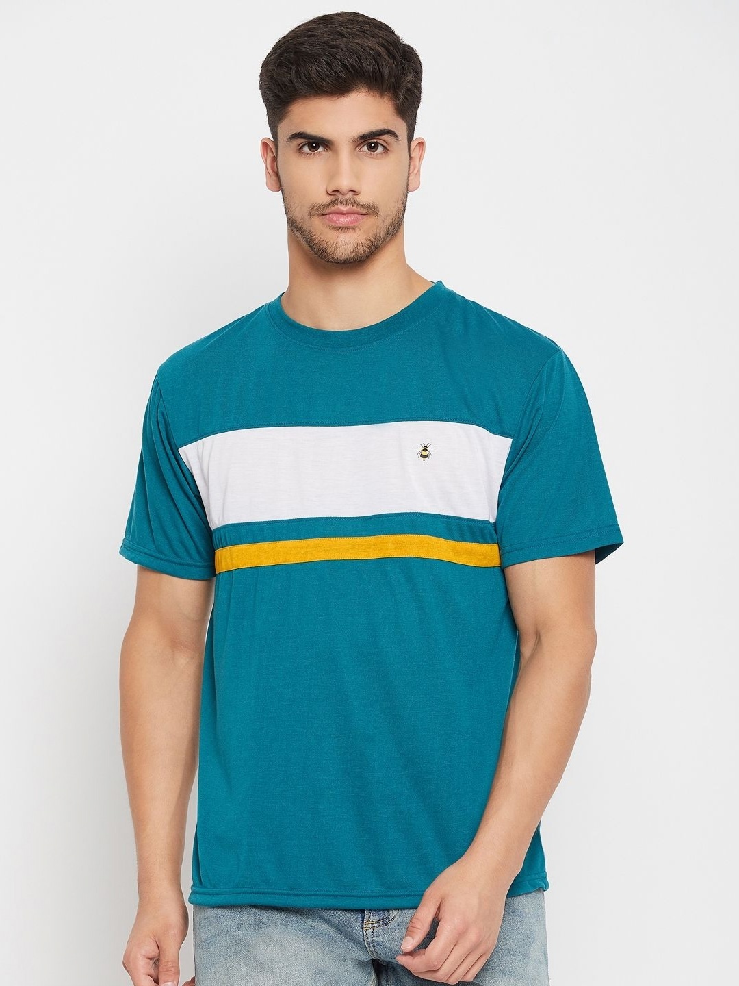 

AUXAMIS Men Colourblocked Applique T-shirt, Green
