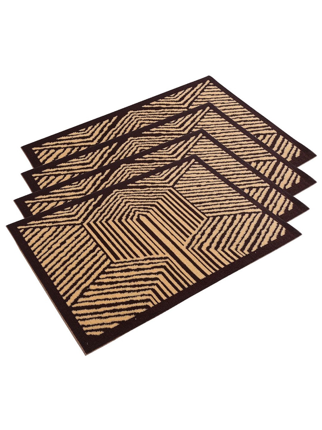 

Kuber Industries Brown & Beige 4 Pieces Chevron Printed Rectangular Anti-Skid Doormats