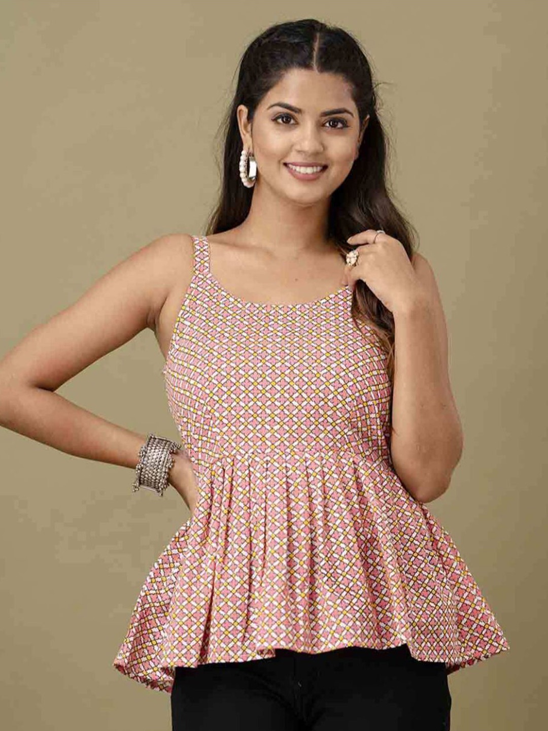 

Rangun Floral Print Top, Pink