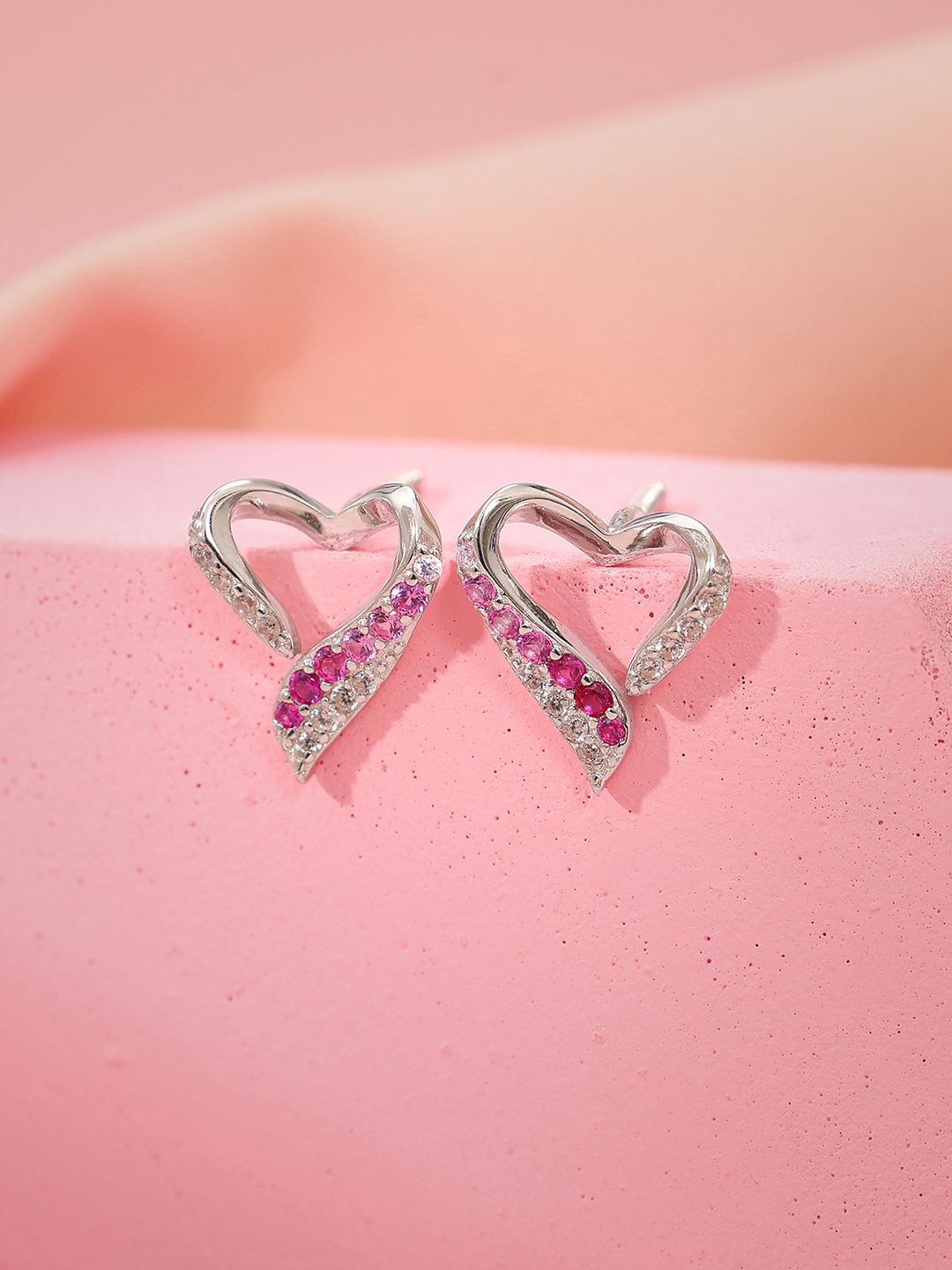

GIVA 92.5 Sterling Silver Rhodium-Plated Ombre Heart Shaped Studs