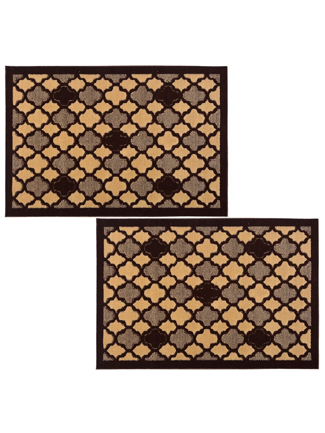 

Kuber Industries Brown & Beige 2 Pieces Hexagon Rectangular Anti-Skid Doormats