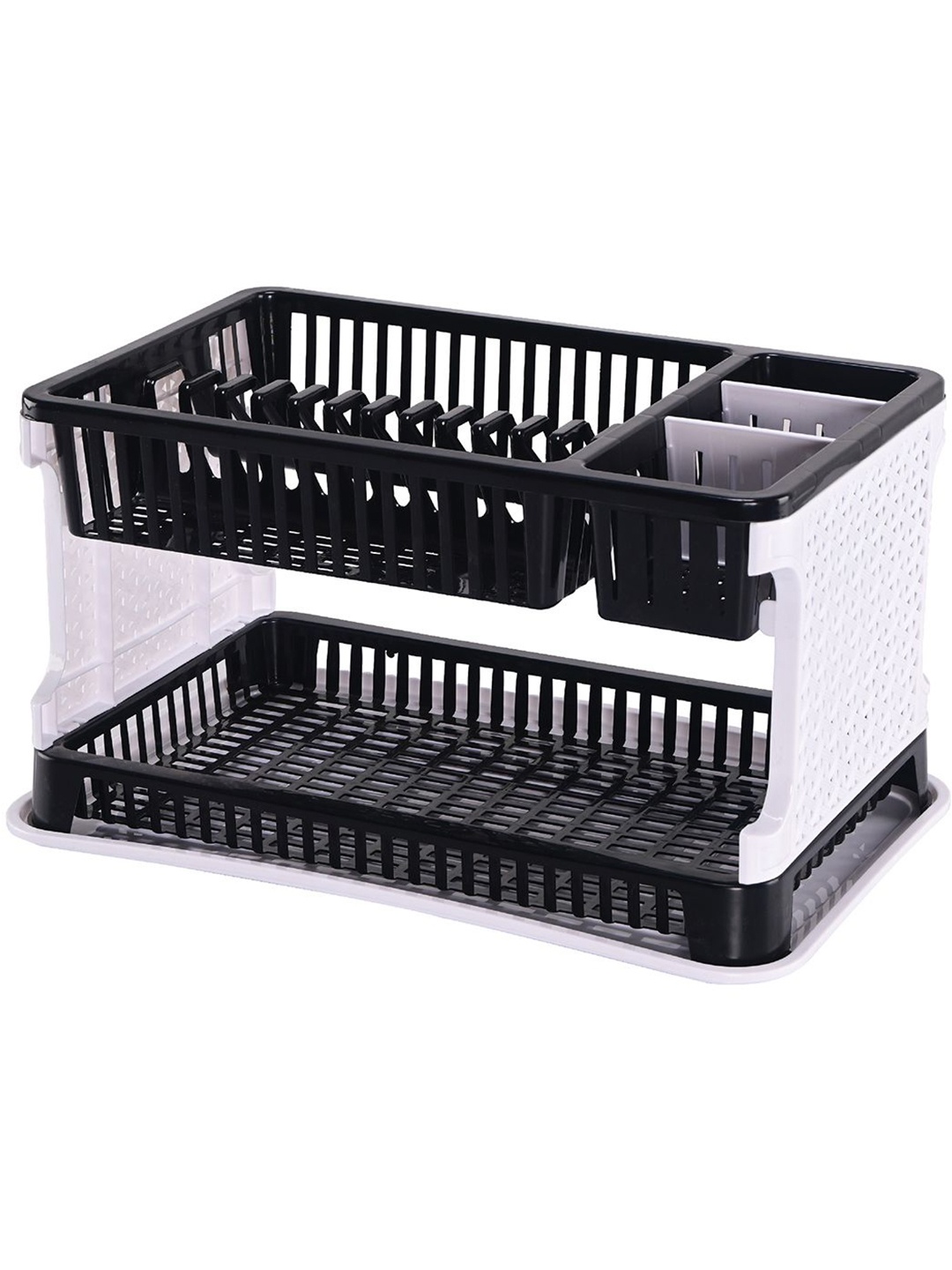 

Kuber Industries Black and White 2-Tier Dish rack