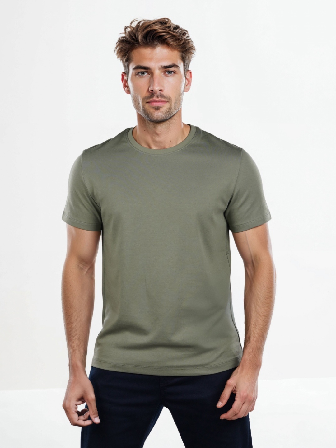

Celio Men Solid Round Neck T-shirt, Olive