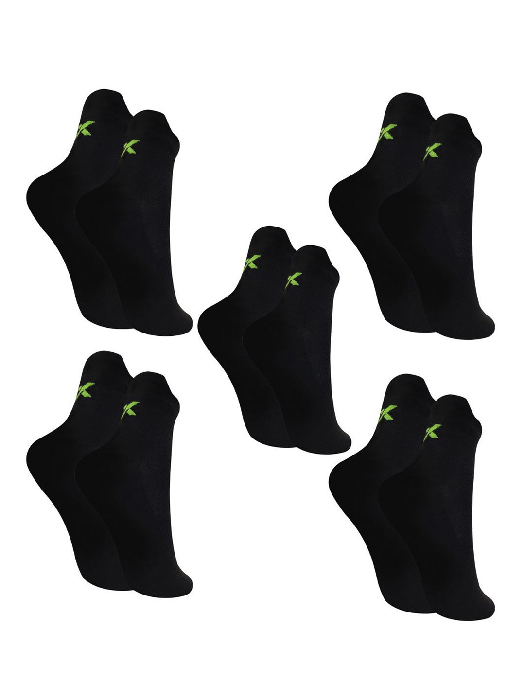 

Xjarvis Unisex Pack Of 5 Rio Cotton Odour-Free Ankle-Length Socks, Black