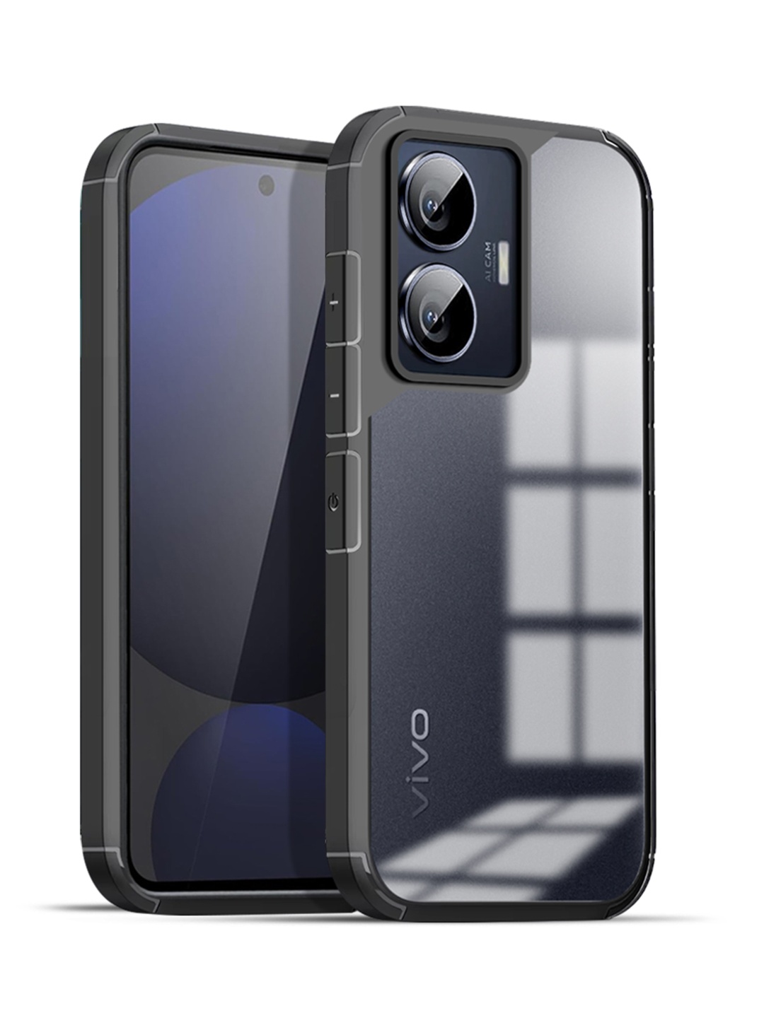 

Karwan Solid Vivo T1 44W 5G Shockproof Bumper Back Case, Black