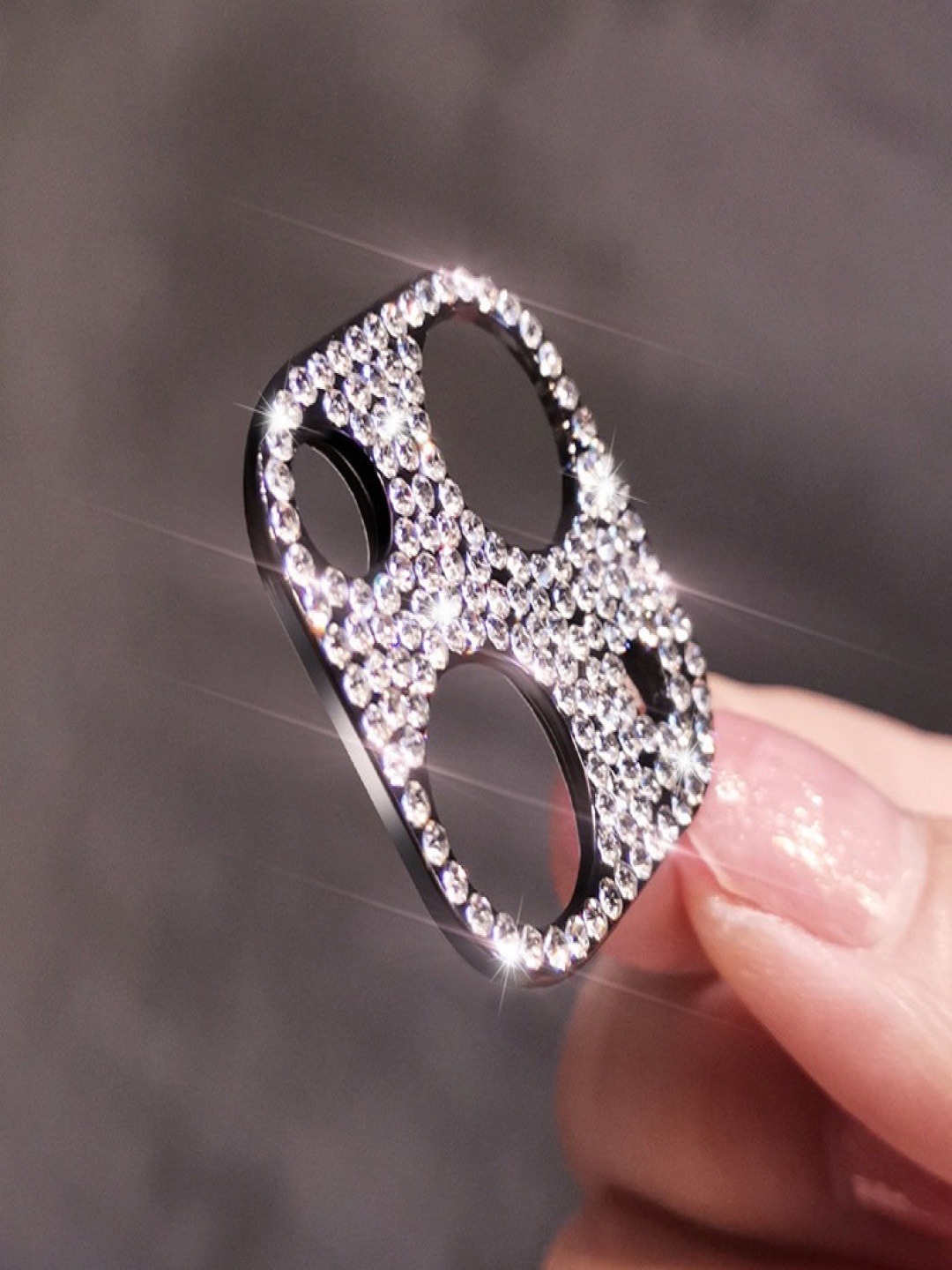 

Luxury Kase Glitter iPhone 14 Camera Lens Diamond Protector Cover, Black